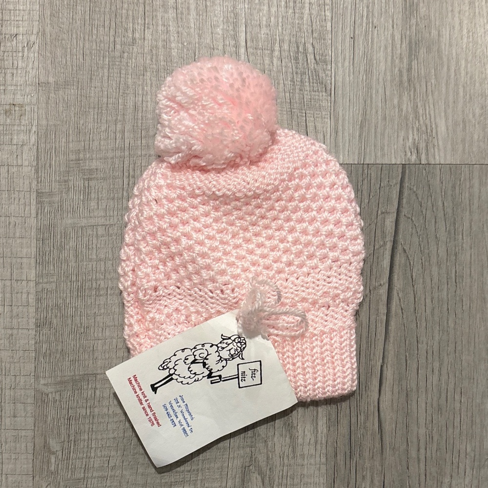 Baby pink little girls knit winter hat